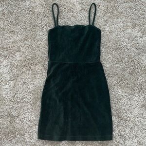 Emerald Green Velvet Mini Dress
